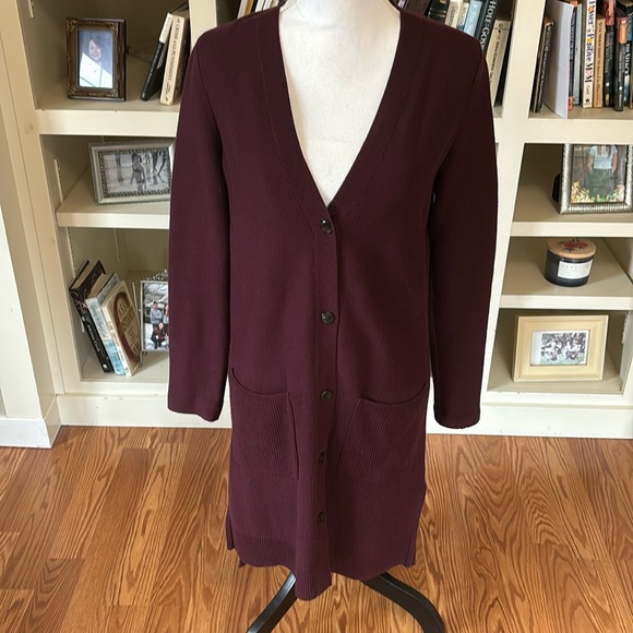 J. Jill Burgundy Long Ribbed Cardigan Size XS - Picture 1 of 11